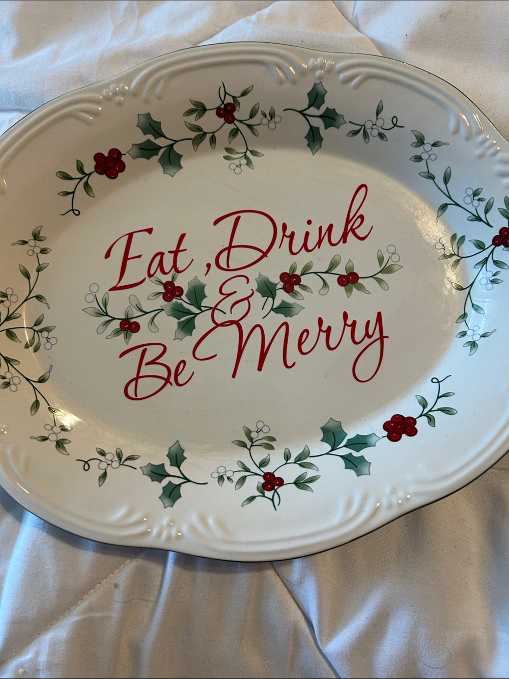 Pfaltzgraff Holiday 'Eat, Drink & Be Merry' Platter in Red and Green